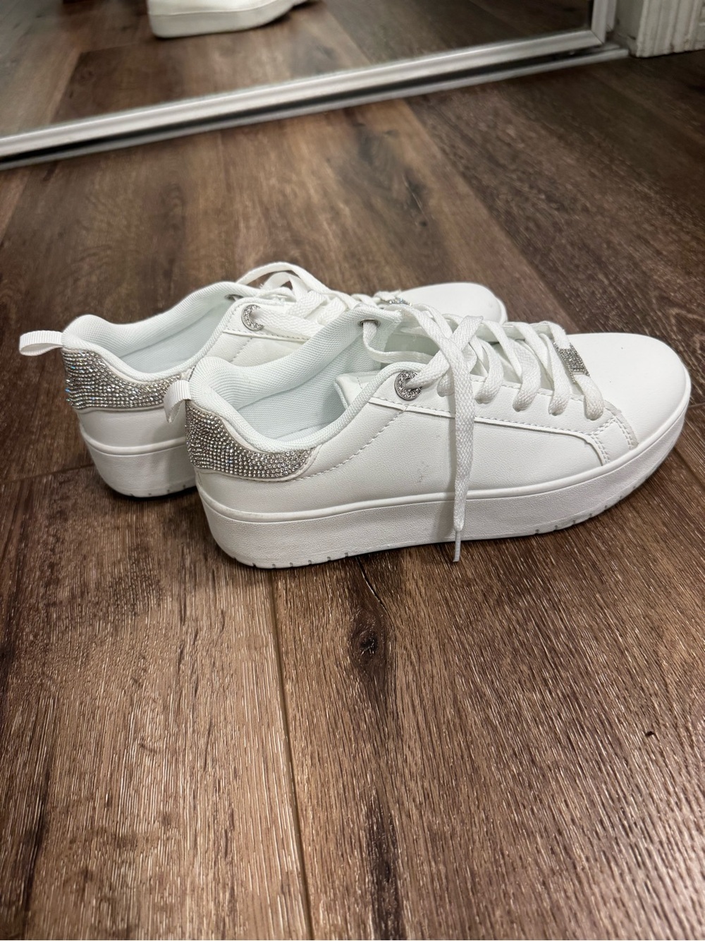 White Platform Sneakers with Rhinestone Accent - BSB Concert Backstreet Boys